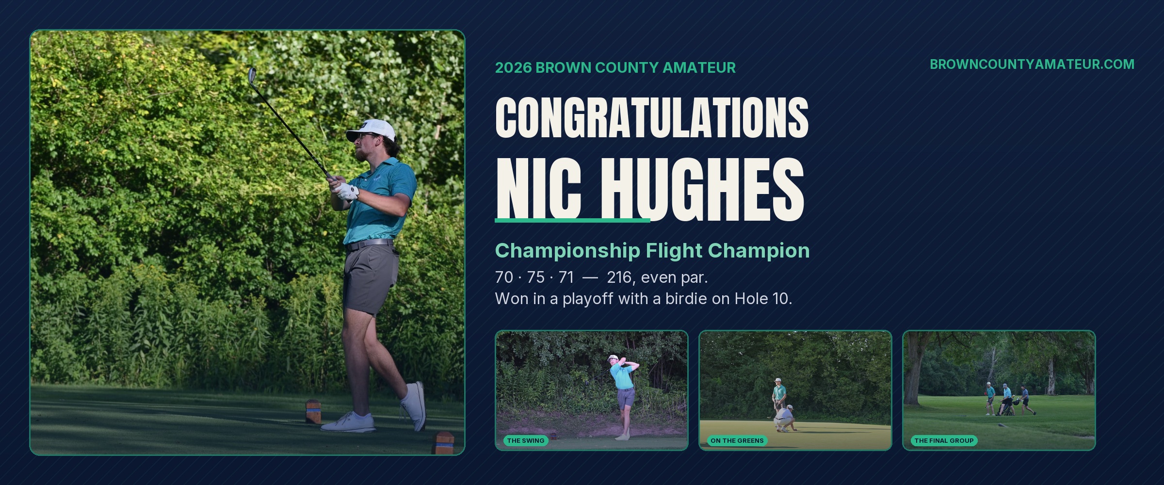 Congratulations Nic Hughes, 2026 Brown County Amateur champion