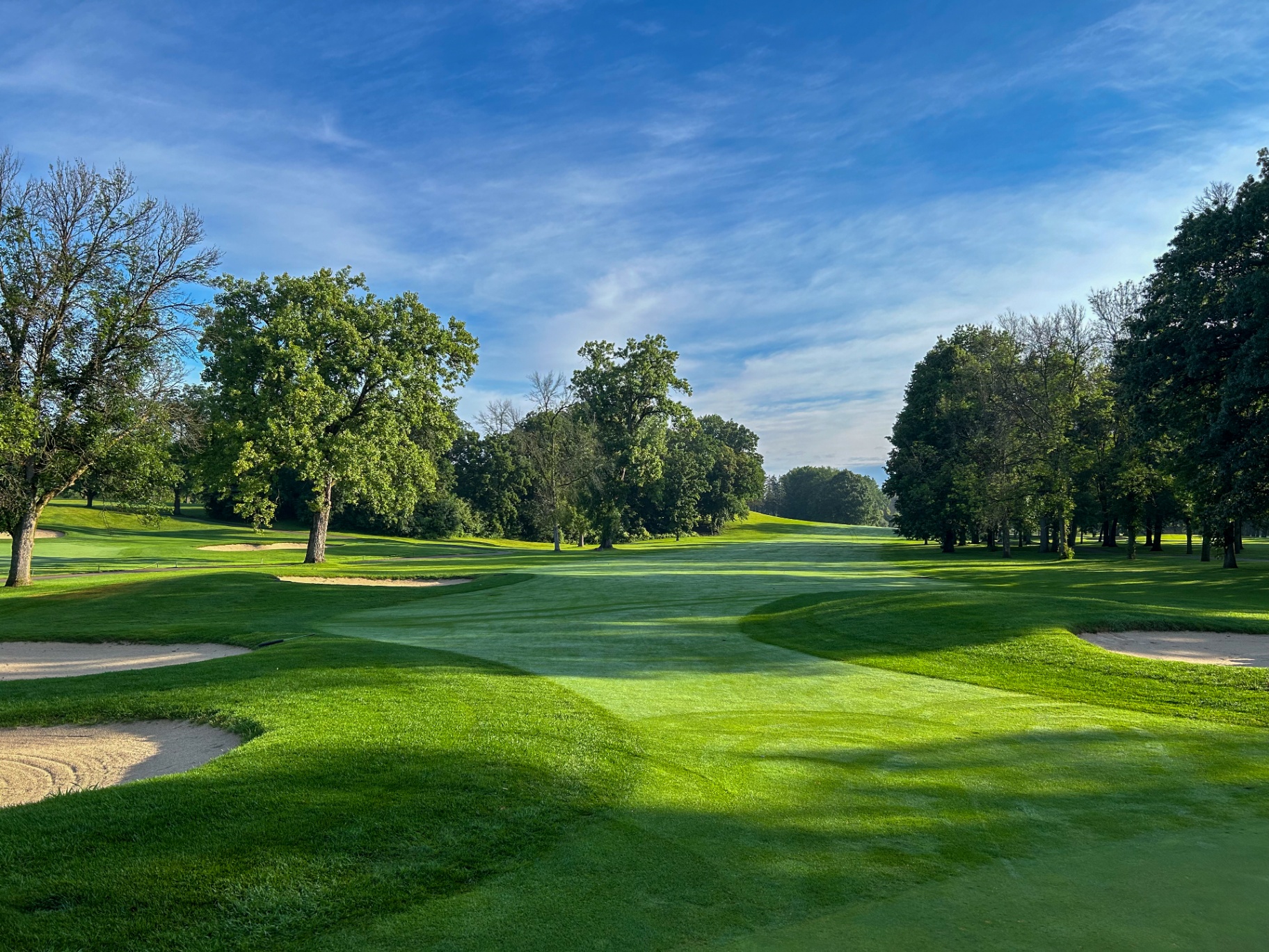 Brown County Golf Course fairway under a bright blue sky